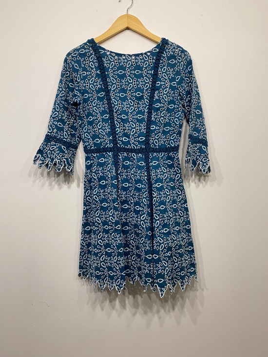 Maje Eyelet Blue Lace Mini Boho Fit & Flare Dress Maje Eyelet Blue Lace Mini Boho Fit & Flare Dress